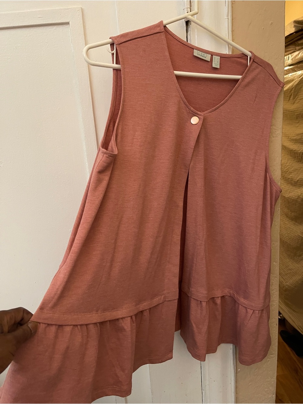 Sleeveless Button-Front Peplum Top in Dusty Rose (NWOT)